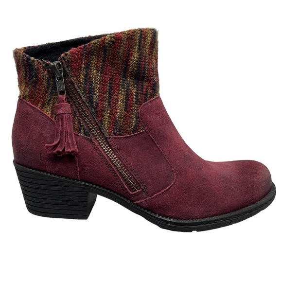 B.O.C Born Concept Burgundy Leather Charon Ankle Booties Boots Size 8.5M - Picture 3 of 16